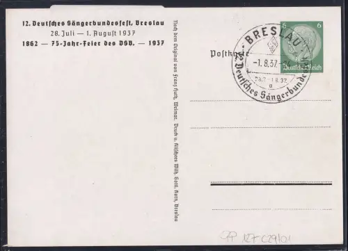 Deutsches Reich PP 127 C 29/01 als Ganzsache mit Sonderstempel #OU882
