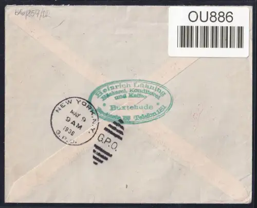 Deutsches Reich 602, 606, 607, auf Brief Zeppelin 1. Nordamerikafahrt #OU886