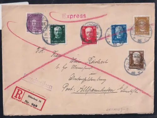 Deutsches Reich 403-406 u.a. auf Brief als Mischfrankatur Einschreiben #OU887