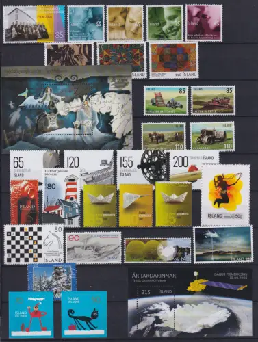 Island Jahrgang 2008 postfrisch mit Mi.Nr.: 1186-1218, 1215, 1208 fehlt #OU699