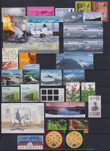 Island Jahrgang 2007 postfrisch mit Mi.Nr.: 1168-1185, 1168-1171 fehlt #OU698