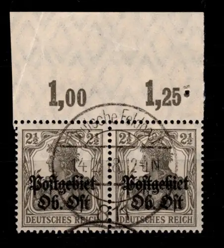 Postgebiet Ober Ost 1 a P OR gestempelt als Paar #OU726