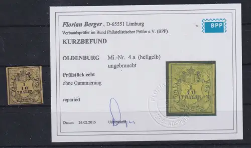 Oldenburg 4 a ohne Gummi Kurzbefund Berger BPP #OU750