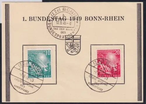 Bund 111, 112 auf Ausstellungskarte FDC #NZ587