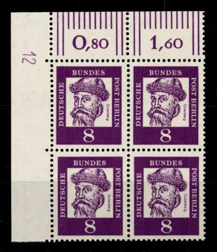 Berlin 201 DZ postfrisch als 4er Block, DZ 12 #DAC78