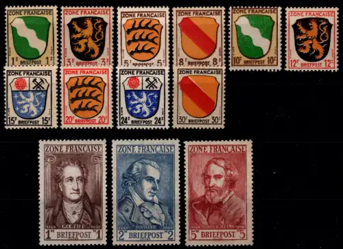 Französische Zone Allgemeine Ausgabe 1-13 postfrisch #DAE33