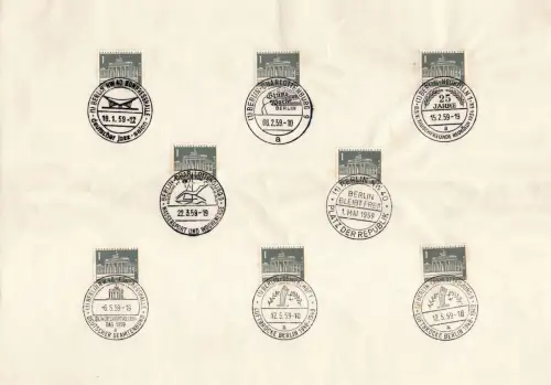Berlin 140 gestempelt mit allen Berliner Sonderstempeln 1957/58/59 #OU770