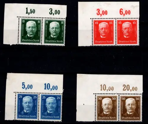 Deutsches Reich 403-406 postfrisch als Paar mit Haftstelle im Rand #OT825