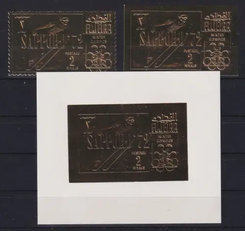 Fujeira 354 A+B und Block goldbeschichtet postfrisch #DAG59