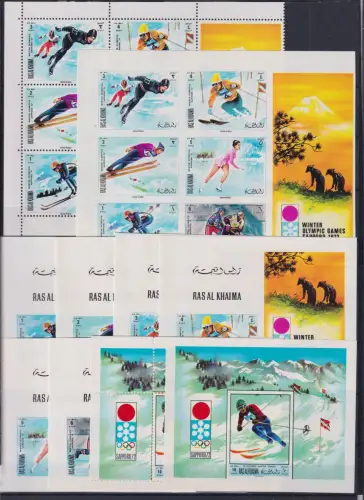 Ras al Khaima 377-382 A+B,6 Einzelblocks, Block 85 A+B postfrisch Olympia #DAG98