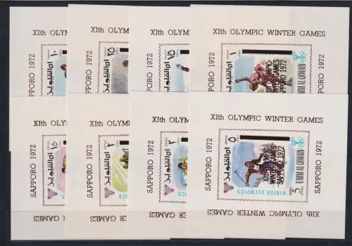 Umm al - Qaiwain 332-339 A, Blocksatz goldfarben postfrisch Olympia #DAH80