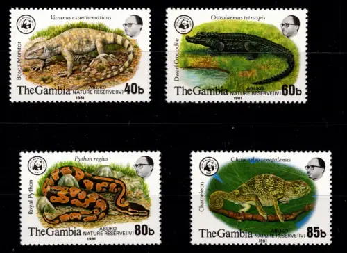 Gambia 430-433 postfrisch Reptilien + Amphibien #DAI00