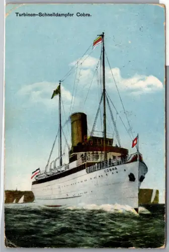 Ansichtskarte Schnelldampfer Cobra auf Postkarte Seestempel D. Cobra #NX884