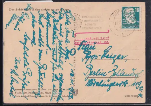 DDR 218 auf Postkarte Postkrieg Berlin DDR A.10.b #OT662