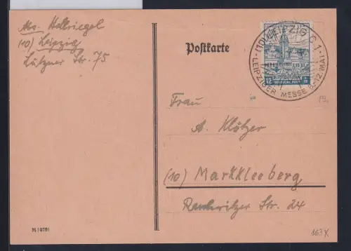 SBZ 163 A X auf Postkarte mit Sonderstempel #DAJ83