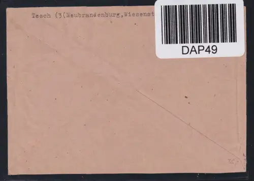 SBZ 18 c auf Brief Mecklenburg Vorpommern #DAP49