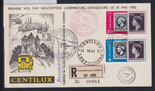 Luxemburg 491, 492 auf Postkarte Helikopterflug #DAJ66