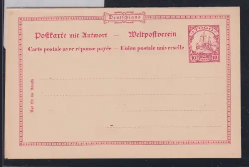 Deutsche Kolonien Togo P 15 als Ganzsache ungebraucht #DAP74