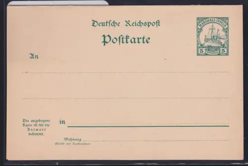 Deutsche Kolonien Marshall-Inseln P 13 als Ganzsache ungebraucht #DAQ08