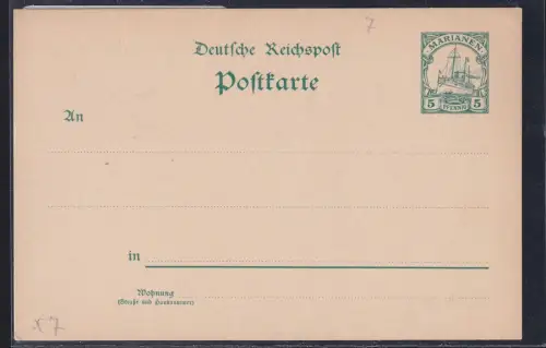 Deutsche Kolonien Marianen P 7 als Ganzsache ungebraucht #DAQ17