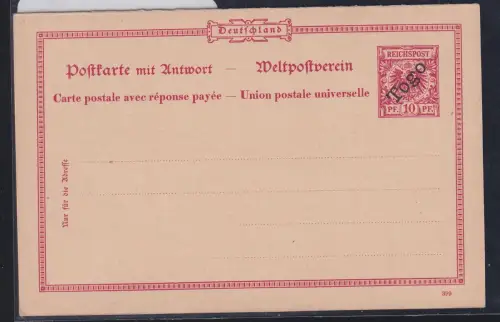 Deutsche Kolonien Togo P 8 als Ganzsache ungebraucht #DAQ35