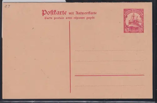 Deutsche Kolonien Deutsch-Ostafrika P 27 als Ganzsache ungebraucht #DAQ78