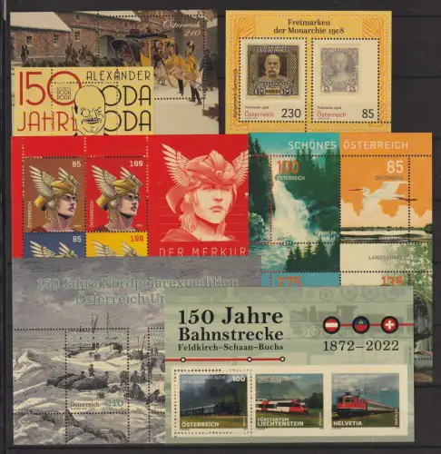 Österreich Jahrgang 2022 postfrisch komplett ohne Selbstklebende Marken #OV556