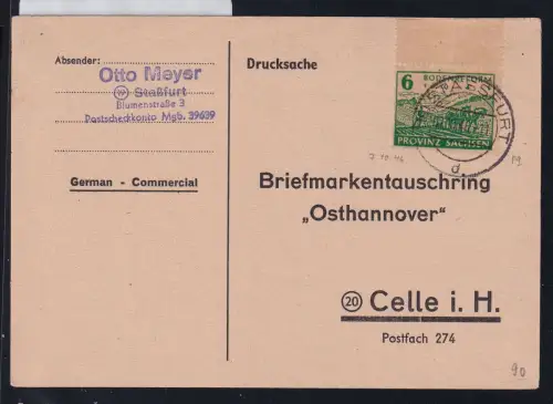 Sowjetische Zone 90 auf Postkarte Provinz Sachsen #DAR78