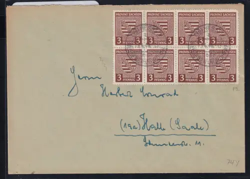 Sowjetische Zone 74 Y auf Brief Provinz Sachsen #DAR59