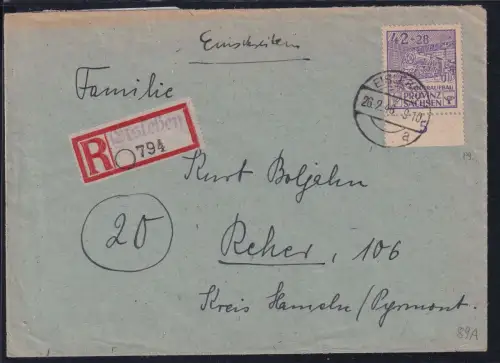 Sowjetische Zone 89 A auf Brief Provinz Sachsen #DAR76