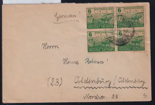 Sowjetische Zone 90 auf Brief Provinz Sachsen #DAR81
