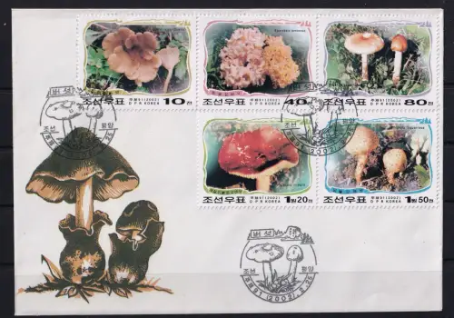 Korea 4526-4530 gestempelt als FDC / Pilze #OE415