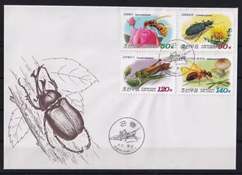 Korea 5447-5450 gestempelt als FDC / Insekten #OE418