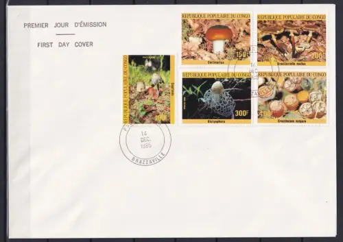 Kongo Brazzaville 1016-1020 gestempelt als FDC / Pilze #OE403