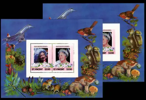 St. Vincent Block 20 A und B postfrisch Britische Monarchie #OE452