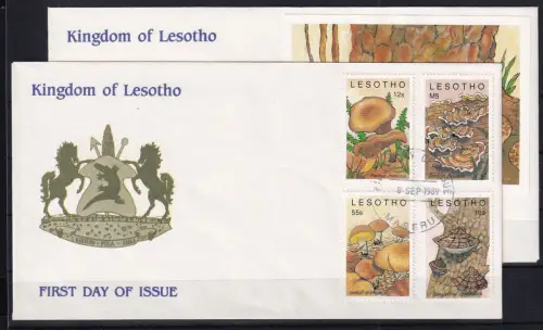 Lesotho 777-780 und Block 64 gestempelt als FDC / Pilze #OE431