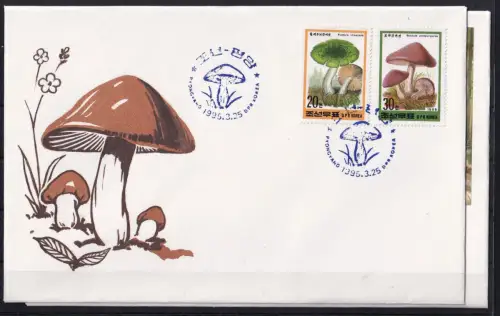 Korea 3704 und 3705 und Block 331 gestempelt als FDC / Pilze #OE412
