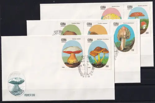Kuba 3156-3162 gestempelt als FDC / Pilze #OE424