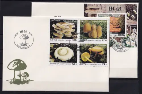 Korea 4697-4700 und Block 560 gestempelt als FDC / Pilze #OE416