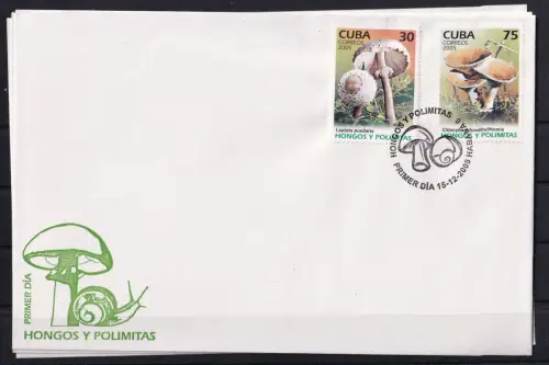 Kuba 4767-4772 und Block 208 gestempelt als FDC / Pilze #OE427