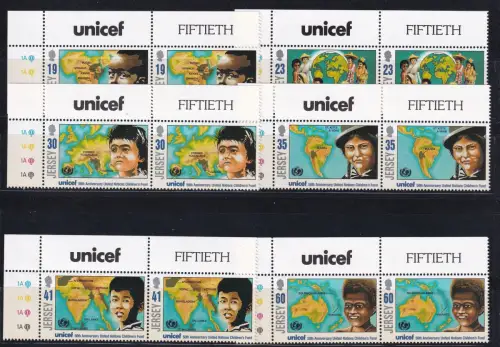 Jersey 727-732 postfrisch als waag. Paare, Unicef #OM597