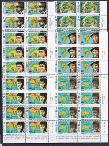 Jersey 727-732 postfrisch als 8er Blöcke Eckrand ur, Unicef #OM596