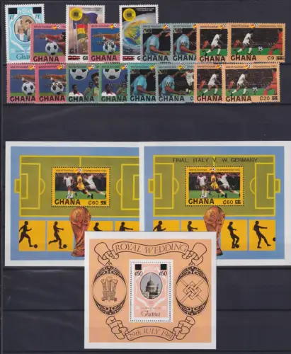 Ghana Block 104-106 + 1019-1035 postfrisch Fußball WM 1982 Spanien #NV354