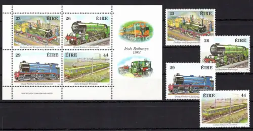 Irland 528-531 und Block 5 postfrisch Eisenbahn #OE033