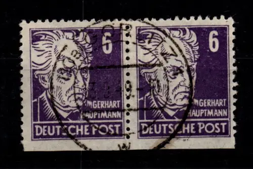 SBZ 213 gestempelt als waagerechtes Paar, extreme Übergröße und verzähnt #FZ349