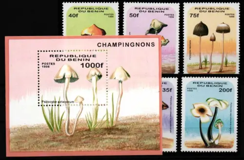 Benin 849-854 und Block 22 postfrisch Pilze #HQ338