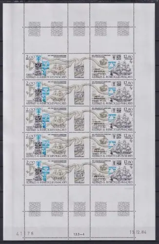 franz. Antarktis (TAAF) 206-207 postfrisch als ZD-Bogen #OD982