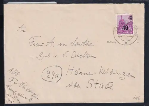 DDR 440 auf Brief als Einzelfrankatur #DAX57