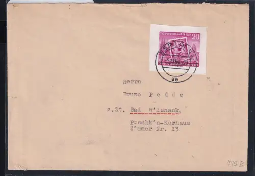 DDR 445 B aus Block 10 auf Brief als Einzelfrankatur #DAX61