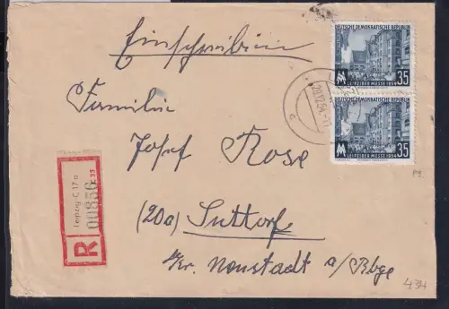 DDR 434 auf Brief als Mehrfachfrankatur Einschreiben #DAX56